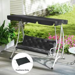 Rackhams 3 Seater Garden Bench Cushion Outdoor Seat Pad with Ties Black - Black - 98L x 150W x 8D cm - thumbnail 1