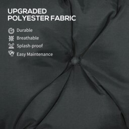 Rackhams 3 Seater Garden Bench Cushion Outdoor Seat Pad with Ties Black - Black - 98L x 150W x 8D cm - thumbnail 4