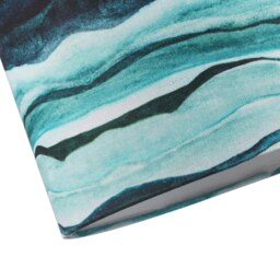 Rackhams Sea Waves Drum Lamp Shade in Teal Duck Egg and Navy Blue - 25cm Linen Fabric - thumbnail 5