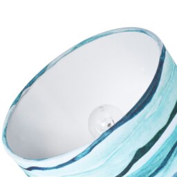 Rackhams Sea Waves Drum Lamp Shade in Teal Duck Egg and Navy Blue - 25cm Linen Fabric - thumbnail 3