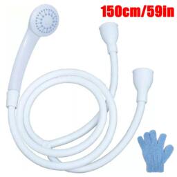 Rackhams Double Tap Bath Shower Mixer with Handheld Spray Head Hose for Home & Pet Use - White - Plastic - thumbnail 3