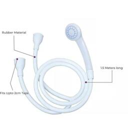 Rackhams Double Tap Bath Shower Mixer with Handheld Spray Head Hose for Home & Pet Use - White - Plastic - thumbnail 5