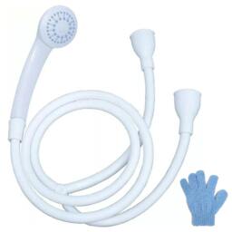 Rackhams Double Tap Bath Shower Mixer with Handheld Spray Head Hose for Home & Pet Use - White - Plastic - thumbnail 4