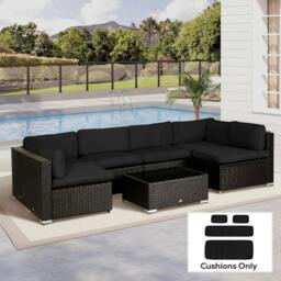 Rackhams Garden Rattan Sofa Cushion Polyester Cover Replacement Outdoor- No Cushion Included, Black - thumbnail 2