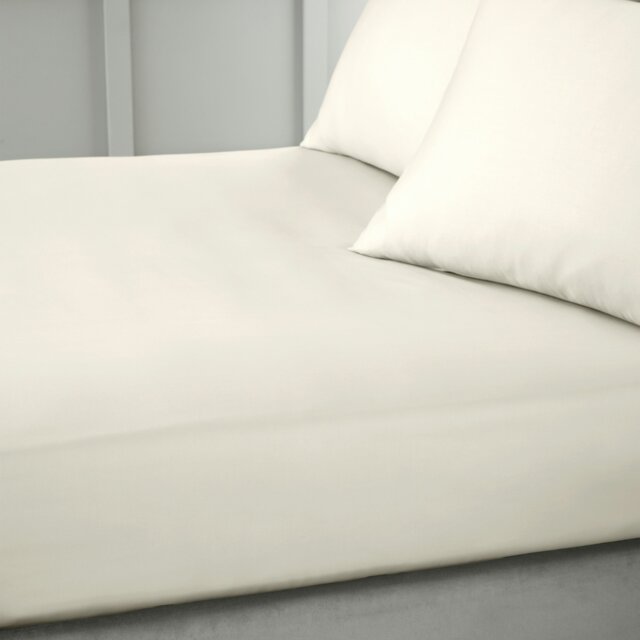 Rackhams 400 Thread Count Cotton Sateen Fitted Sheet - Oyster - Single - image 1
