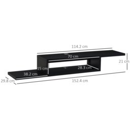 Rackhams Wall Mounted Media Console, Floating TV Stand Component Shelf, Black - thumbnail 5