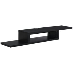 Rackhams Wall Mounted Media Console, Floating TV Stand Component Shelf, Black - thumbnail 2