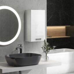 Rackhams Bathroom Wall Cabinet, High Gloss Soft-Close Storage Cabinet, White
