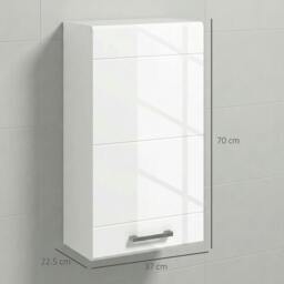 Rackhams Bathroom Wall Cabinet, High Gloss Soft-Close Storage Cabinet, White - thumbnail 3