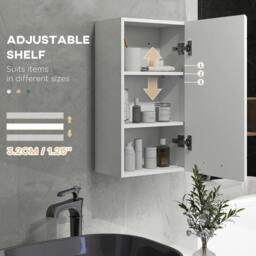 Rackhams Bathroom Wall Cabinet, High Gloss Soft-Close Storage Cabinet, White - thumbnail 5
