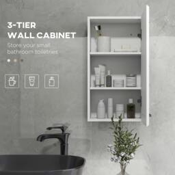 Rackhams Bathroom Wall Cabinet, High Gloss Soft-Close Storage Cabinet, White - thumbnail 4