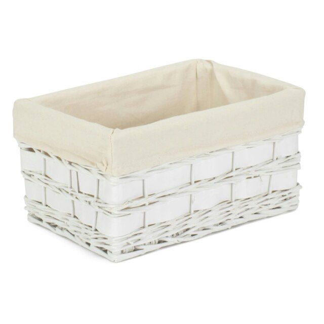 Rackhams Whitewash Scandi Storage Basket With White Lining - Medium