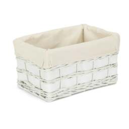 Rackhams Whitewash Scandi Storage Basket With White Lining - Medium - thumbnail 3