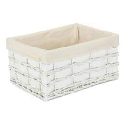 Rackhams Whitewash Scandi Storage Basket With White Lining - Medium - thumbnail 5
