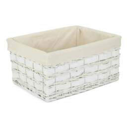 Rackhams Whitewash Scandi Storage Basket With White Lining - Medium - thumbnail 6