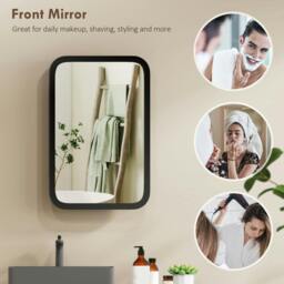 Rackhams Bathroom Wall Cabinet with Mirror Black - Bathroom Medicine Cabinet - 1 - 50 x 12 x 76 cm - thumbnail 4
