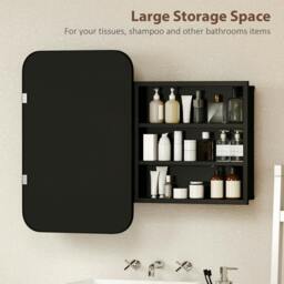 Rackhams Bathroom Wall Cabinet with Mirror Black - Bathroom Medicine Cabinet - 1 - 50 x 12 x 76 cm - thumbnail 5
