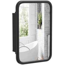 Rackhams Bathroom Wall Cabinet with Mirror Black - Bathroom Medicine Cabinet - 1 - 50 x 12 x 76 cm - thumbnail 2