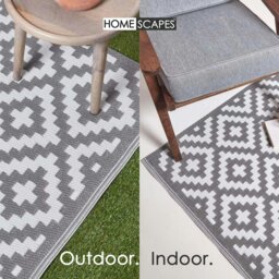 Rackhams Outdoor Rug Luxury Waterproof Reversible Recycled, For Garden, Zoe Geometric - 75 x 200 cm - thumbnail 5