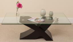 Rackhams Milano Glass and Wood Coffee Table for Living Room - Transparent - Oak - thumbnail 3