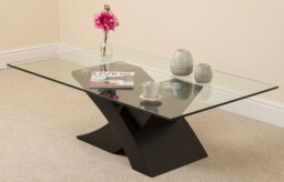 Rackhams Milano Glass and Wood Coffee Table for Living Room - Transparent - Oak - thumbnail 4