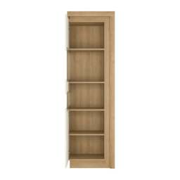 Rackhams Lyon Tall narrow display cabinet (LHD) in Riviera Oak/White High Gloss - Full Assembly Required - Oak & White - High Gloss - thumbnail 3