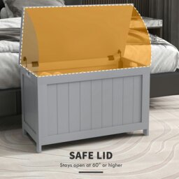 Rackhams Storage Chest with 2 Safety Hinges, Modern Storage Bench, Grey - White - thumbnail 4