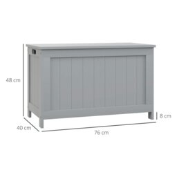 Rackhams Storage Chest with 2 Safety Hinges, Modern Storage Bench, Grey - White - thumbnail 6