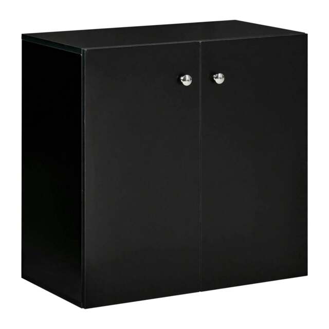 Rackhams Storage Cabinet w/ Two Shelves Wooden Sideboard Freestanding Kitchen Cupboard Bookcase - Black - image 1