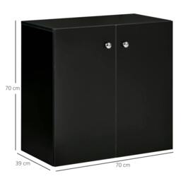 Rackhams Storage Cabinet w/ Two Shelves Wooden Sideboard Freestanding Kitchen Cupboard Bookcase - Black - thumbnail 3