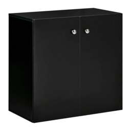Rackhams Storage Cabinet w/ Two Shelves Wooden Sideboard Freestanding Kitchen Cupboard Bookcase - Black - thumbnail 1