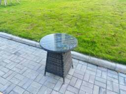 Rackhams 3-Piece PE Rattan Garden Furniture 2 Seater Bistro Set for Patio Dark Grey Mixed - thumbnail 3