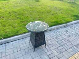 Rackhams 3-Piece PE Rattan Garden Furniture 2 Seater Bistro Set for Patio Dark Grey Mixed - thumbnail 4