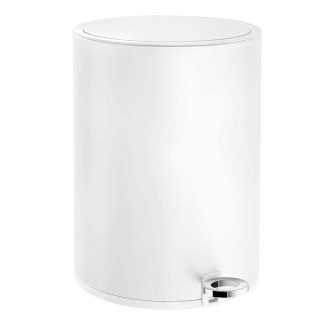 Rackhams White Stainless Steel 6L Bathroom Pedal Bin with Easy Clean Inner Liner - image 1