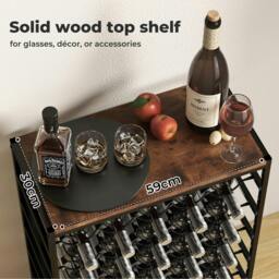 Rackhams Wine Rack 30 Bottles Free Standing Floor Wooden Top 6 Tiers Wine Shelves - thumbnail 5