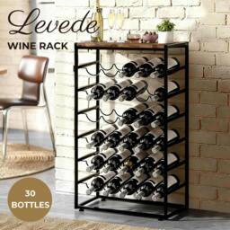 Rackhams Wine Rack 30 Bottles Free Standing Floor Wooden Top 6 Tiers Wine Shelves - thumbnail 2