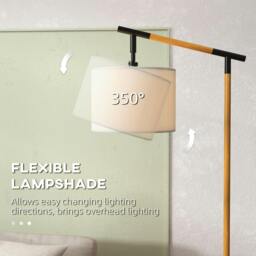Rackhams Metal Frame Floor Lamp with 350 Degree Rotating Lampshade, for Living Room and Bedroom, LED Bulb Included, Brown - thumbnail 5
