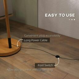 Rackhams Metal Frame Floor Lamp with 350 Degree Rotating Lampshade, for Living Room and Bedroom, LED Bulb Included, Brown - thumbnail 6