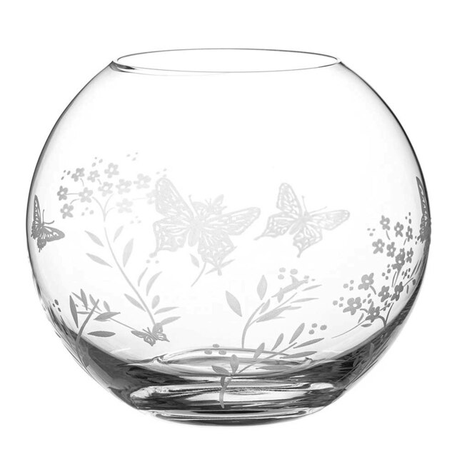 Rackhams Butterfly Sphere Vase - 20cm - Made From Premium Lead Free Crystal Glass