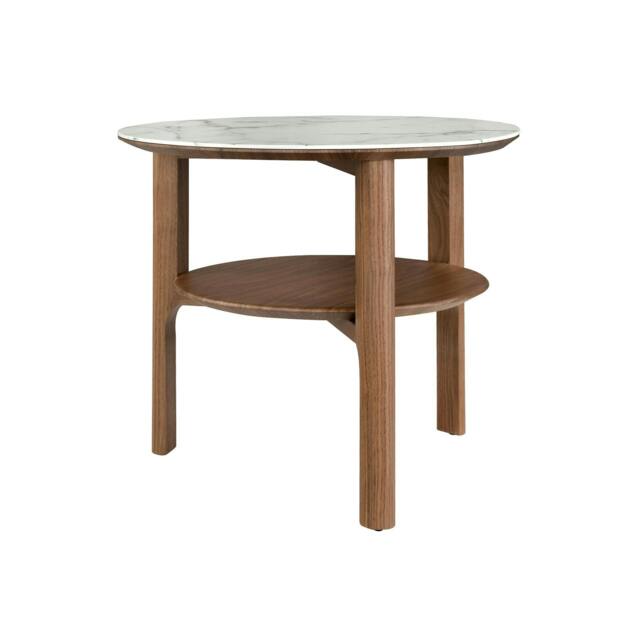 Rackhams Porcelain Marble and Walnut Round Corner Table 2047 - image 1