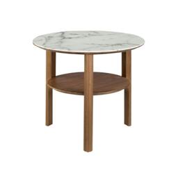Rackhams Porcelain Marble and Walnut Round Corner Table 2047 - thumbnail 2