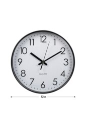 Rackhams 12 Inch Black Non-Ticking Wall Clock - Black - thumbnail 6