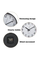 Rackhams 12 Inch Black Non-Ticking Wall Clock - Black - thumbnail 5