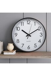 Rackhams 12 Inch Black Non-Ticking Wall Clock - Black - thumbnail 1