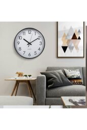 Rackhams 12 Inch Black Non-Ticking Wall Clock - Black - thumbnail 3