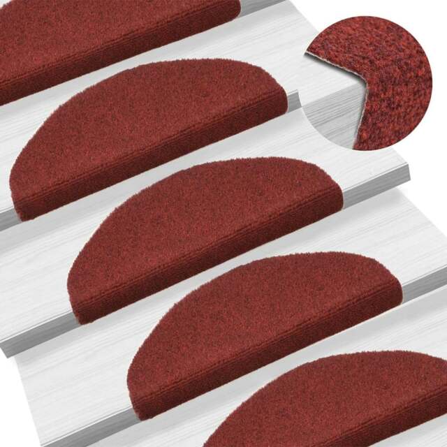 Rackhams Self-adhesive Stair Mats 5 pcs Red 65x21x4 cm Needle Punch