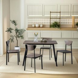Rackhams Industrial Dining Table With 4 Chairs Set Wood Effect Brown - thumbnail 5