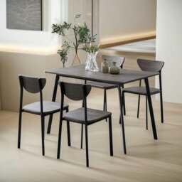 Rackhams Industrial Dining Table With 4 Chairs Set Wood Effect Brown - thumbnail 1