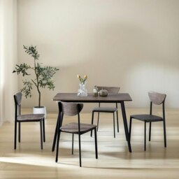Rackhams Industrial Dining Table With 4 Chairs Set Wood Effect Brown - thumbnail 4