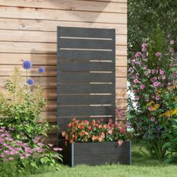 Rackhams Raised Garden Bed with Trellis and Drainage Hole, Planter Box Black - Black - Wood-Plastic Composite Board - 72W x 38D x 150Hcm